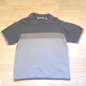 Michael Brandon Brown/Gray Striped Shirt Size M